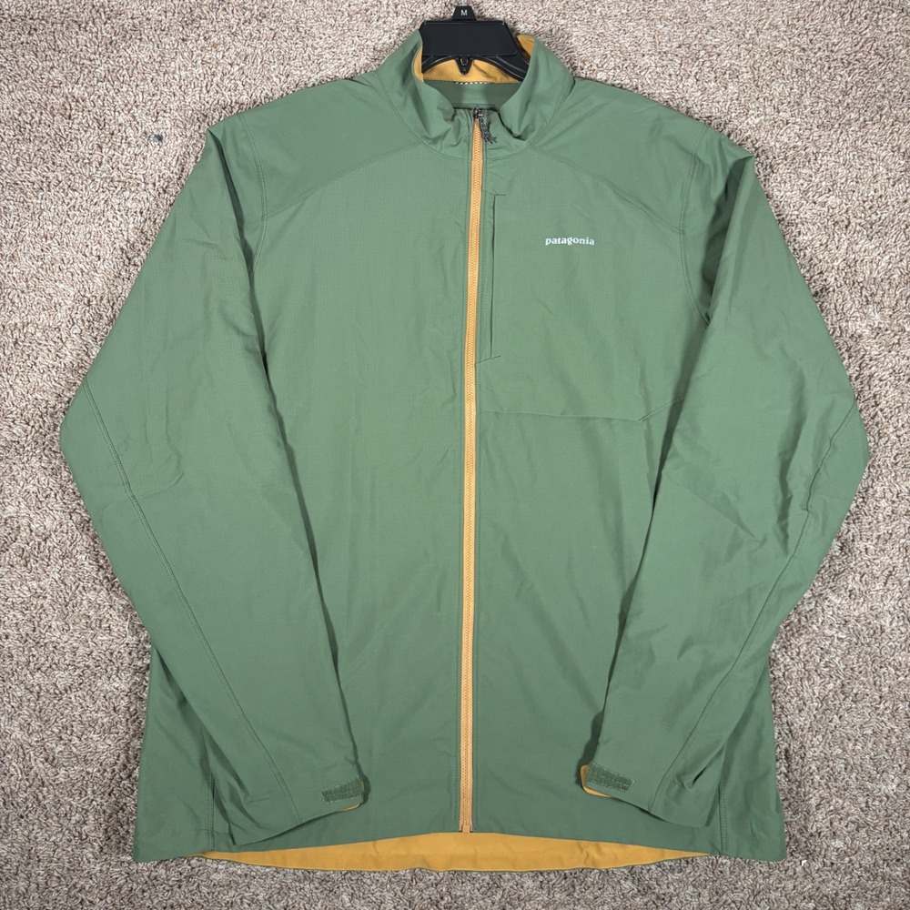 Patagonia Mens Dirt Craft Jacket Green Yellow Zip Windbreaker XL 24020 SP17